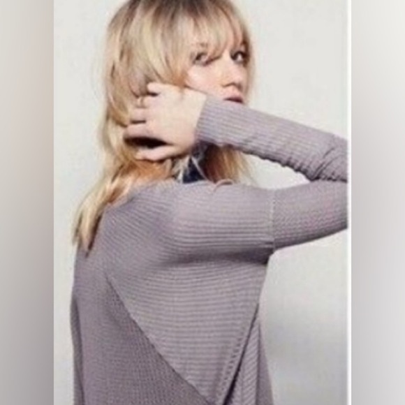 Free People Ventura Thermal Scoop Neck Long Sleeve Top in Gray, Size Small - Picture 3 of 9